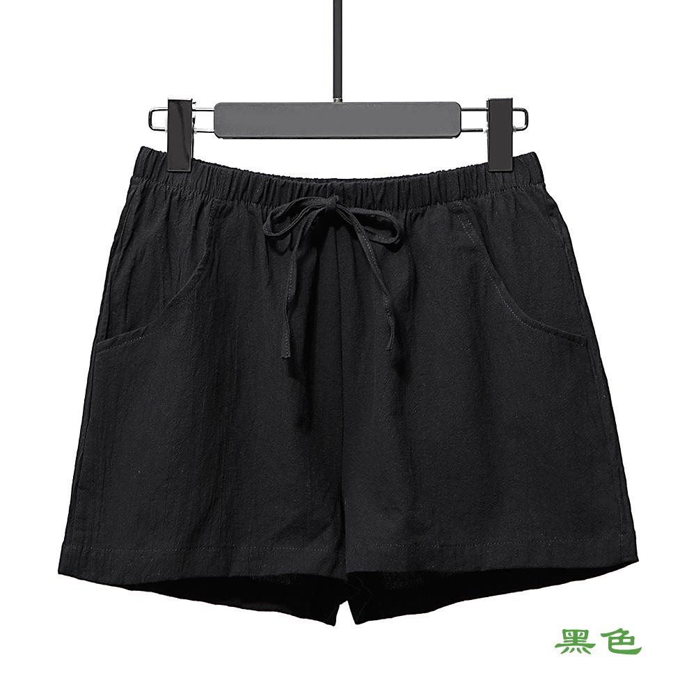 GMXIA Шорты из хлопка и конопли, женские, однотонные, льняные, с высокой талией, свободные, три точки, летние, узкие, повседневные брюки