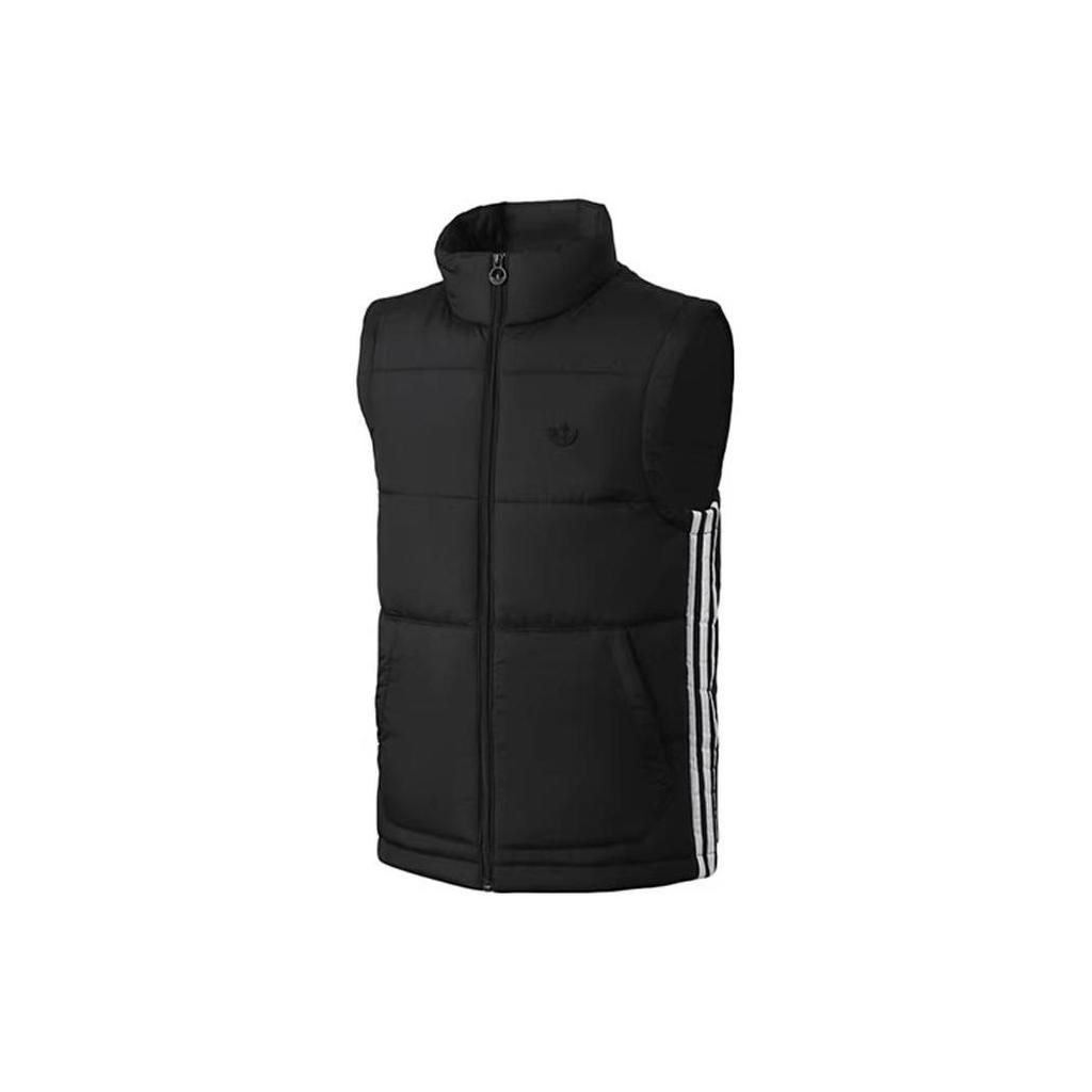 Adidas Originals Logo Print Straight Collar Warm Casual Vest Men Vests Black GE1296