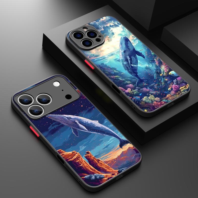 Starry Sky Blue Whale Phone Case For iPhone Air 16e 17 16 15 14 17 Pro Max 13 12 Pro 11 Shockproof Hard PC Soft Edge TPU Matte Cover
