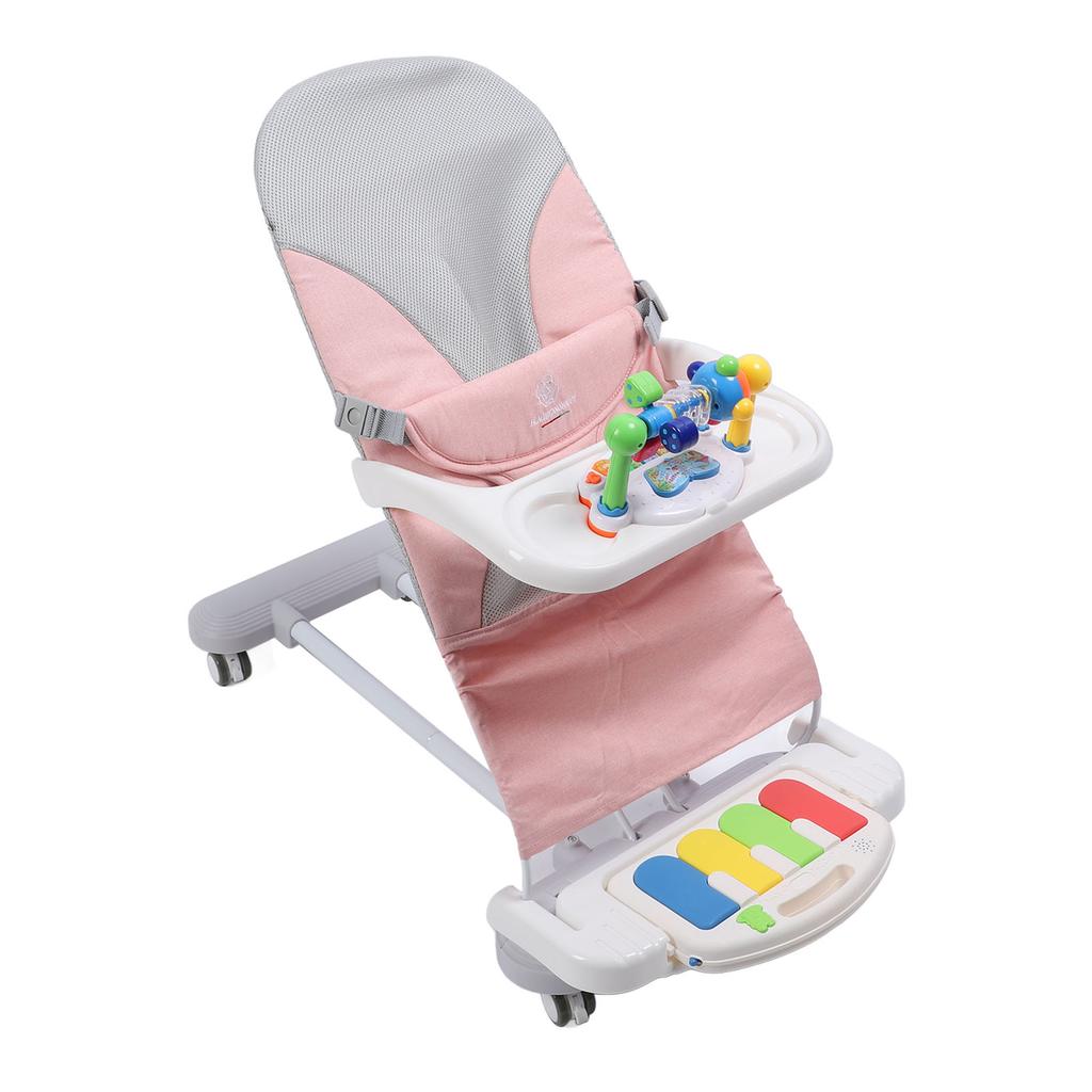 Детское кресло-качалка Детское кресло-качалка Колыбель с игрушечной дугой Вращающиеся колеса Поднос для кормления Педальное пианино