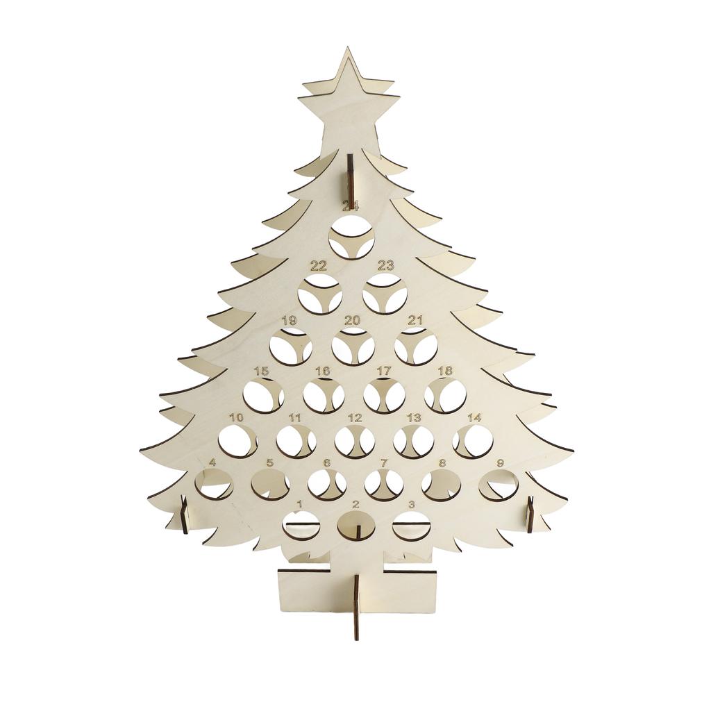 Рождественский адвент-календарь, обратный отсчет, 24 деревянных рождественских елки, мини-держатель для алкоголя, подставка для винной бутылки, украшение