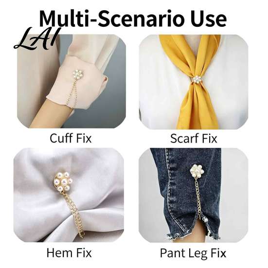 Magnetic Cuff Fixer Faux Pearl Flower Clothing Pin Button Clip for Shortening Quick Hem Adjustment Tool Shirt Hems Pants Legs Clothes Decorative
