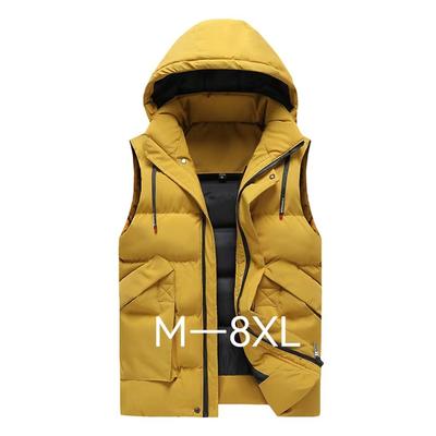 Большой мужской осенне-зимний пуховый хлопковый жилет с жилетом с капюшоном, мужская куртка-бретелька
