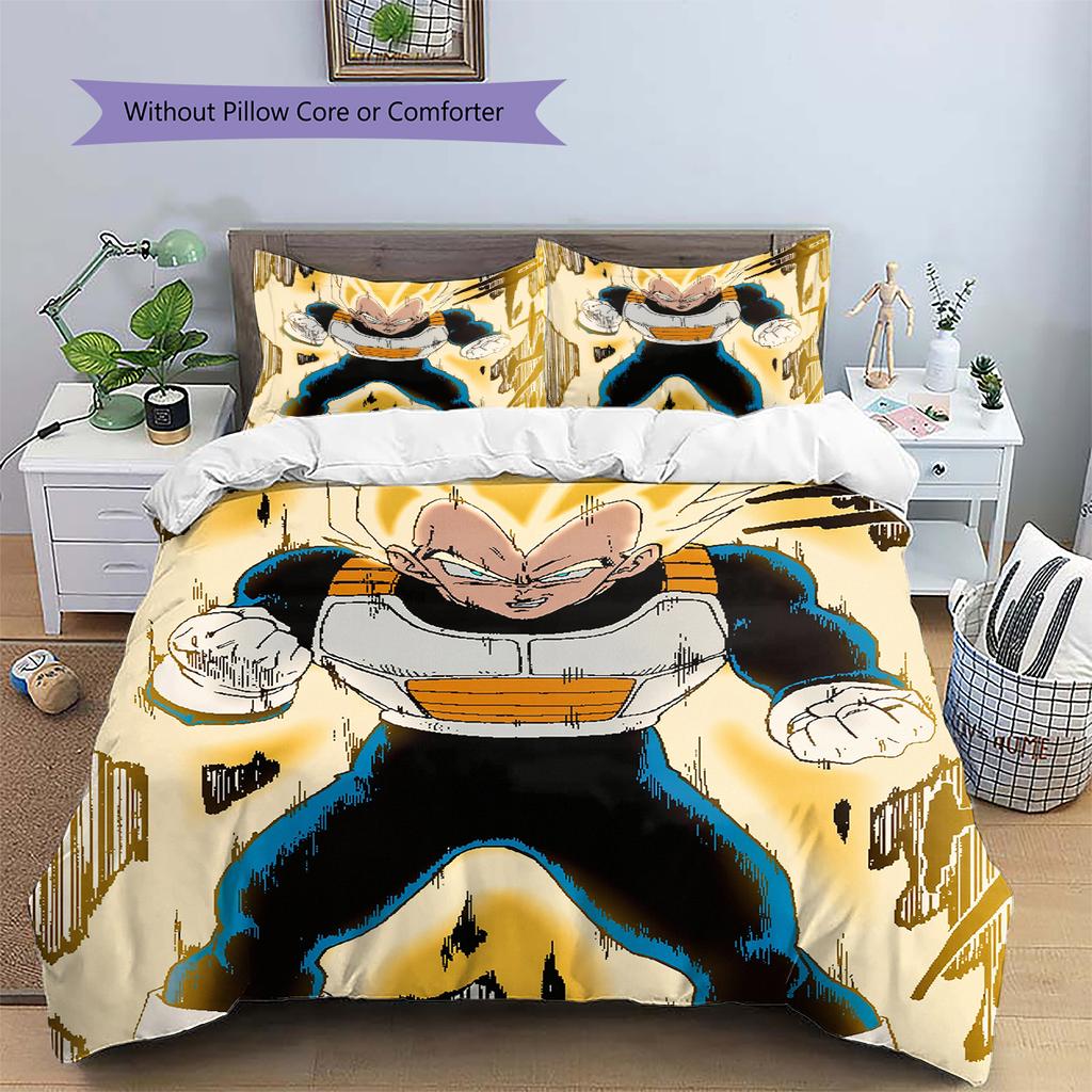 Vegeta Dragon Ball Pattern Bedding Home Decoration Birthday Gift (1 * duvet cover + 2 * pillowcase, without core)