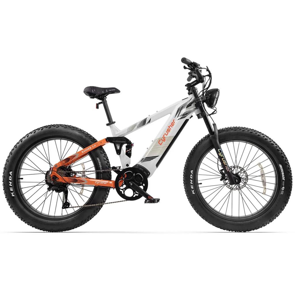 Cyrusher Ranger 2.0 Green/White/Black 250W Motor 52V 20Ah Removable Battery 9-Speed 26x4.0-inch Tires Mountain Off-Road Electric Bike