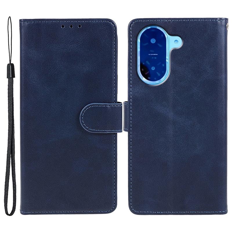 For Xiaomi Redmi A5 4G (171.7mm)/Poco C71 4G Case Calf Texture PU Leather Wallet Phone Cover with Wrist Strap