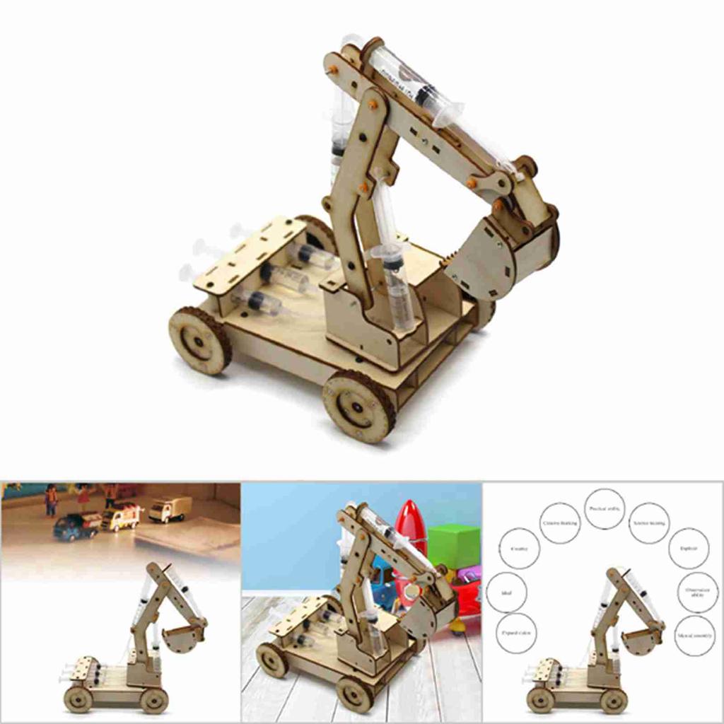 Ручная модель DIY, игрушка, гидравлический деревянный экскаватор, сборка модели, набор для эксперимента, экскаватор, форма(No.2