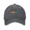 Tiny Rainbow Hearts Love Unstructured Baseball Caps Distressed Denim LGBTQ Gay Pride Headwear Unisex Women Workouts Adjustable Hat