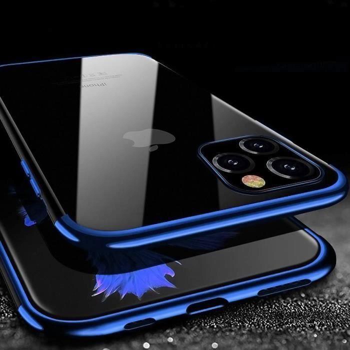 Coque de Protection - PROSHOP - pour iPhone 12 Pro Max - Souple - Gel Silicone - Chromé Bleu