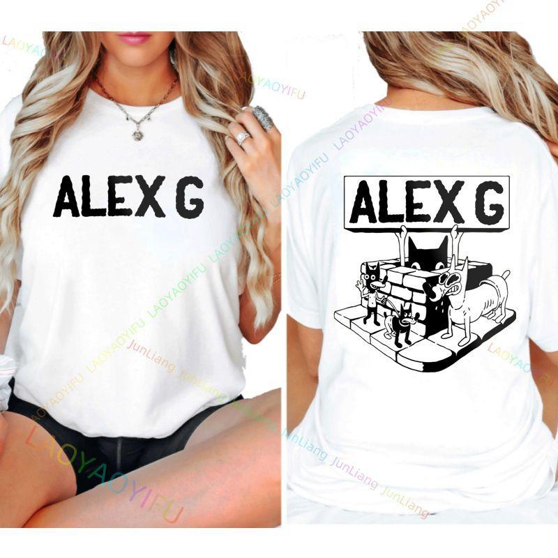 Футболка Alex G Funny Print Модный стиль Готический повседневный топ Свободная рубашка с короткими рукавами и круглым вырезом