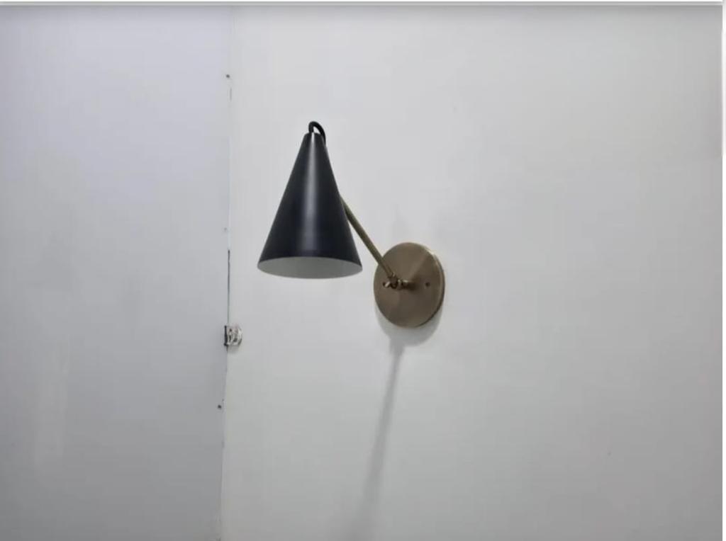 Handcrafted Raw Brass and Black Wall Sconce Flush Mount Lamp