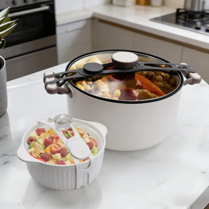 Reusable Lid Strap Silicone Elastic Band Universal Pot Lid Holder Lunch Box Strap Elastic Bands Outdoor Kitchen Tableware Tools
