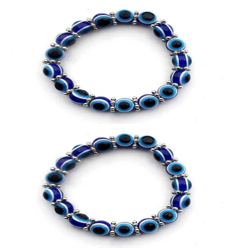 1/2/4 шт. Синие Глаза Бусины Эластичные Браслеты Модный Браслет с Подвеской 'Сглаз' Для Мужчин Женщин Ручная Работа Шарм Украшения