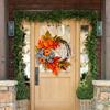 40cm Maple Leaf Pumpkin Wreath Thanksgiving Garland Door Hanger Front Door Autumn Wreath for Thanksgiving Harvest Party Decor