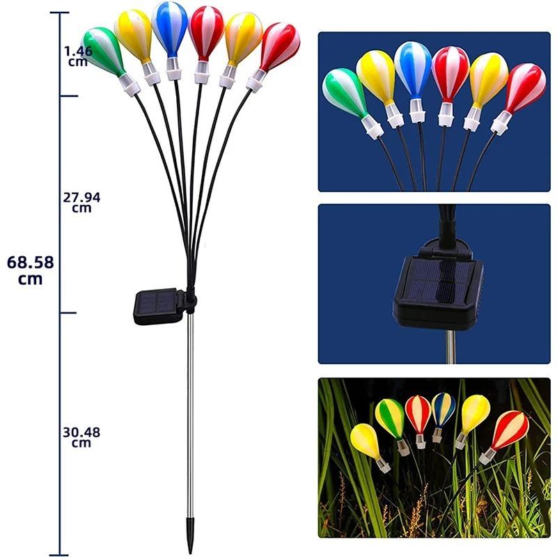 Solar Hot Air Balloon Swing Light IP65 Waterproof LED Firefly Ground Plug In Courtyard Garden Lamp Camping Lighting