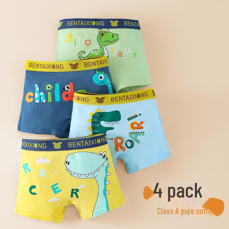 Трусы-боксеры из чистого хлопка типа А для мальчиков, с рисунком из мультфильмов, возраст 3-8 лет