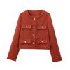 2024 Winter New Women's Suit Jacket Fashionable and Casual Multi Functional Round Neck Flip Up Long Sleeve Cutting Jacket