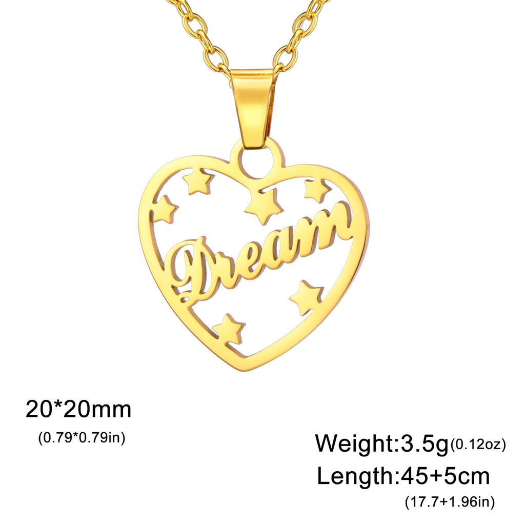 NANA MOM HOPE LOVE DREAM Pendant Stainless Steel Necklace Men and Women Fashion Valentine's Day Gift Jewelry Gift