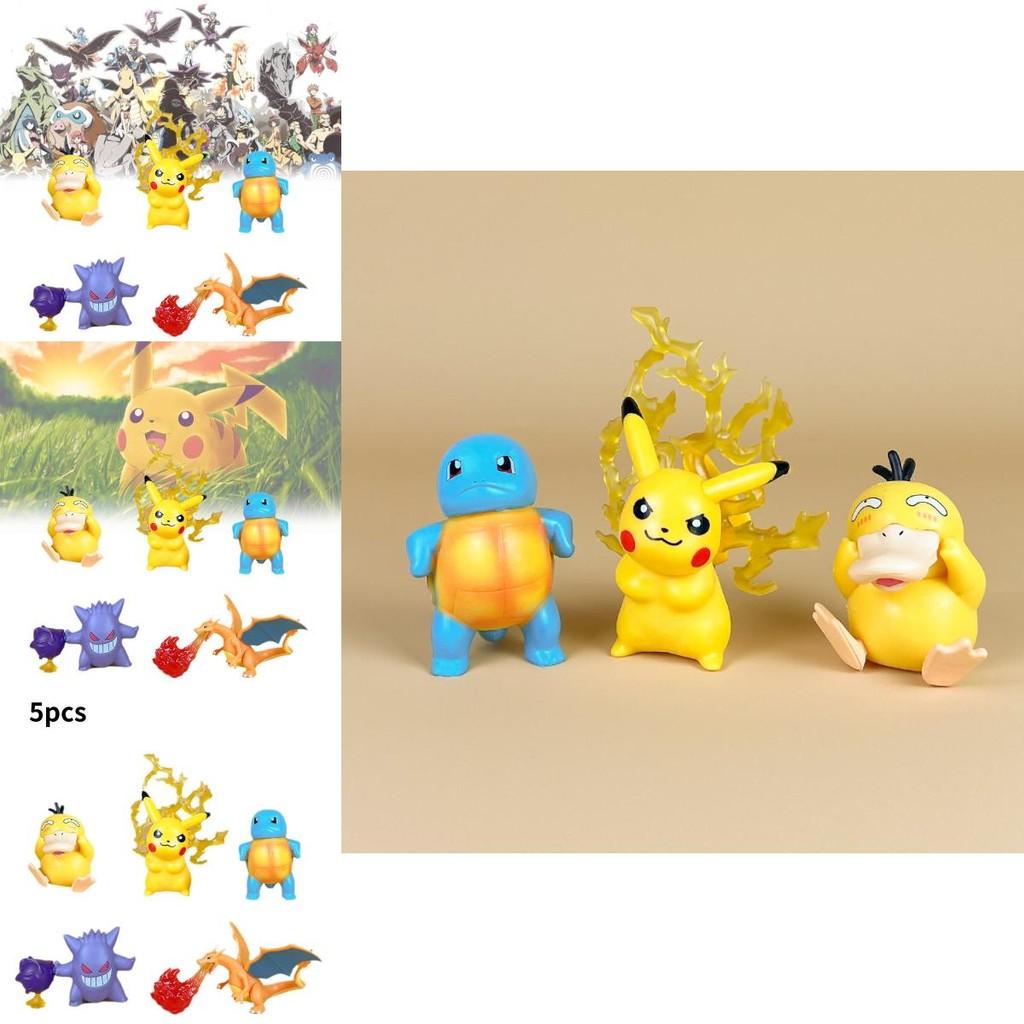 Adorable Pokmon Pikachu Bulbasaur Squirtle Psyduck Pvc Figurine Set 10cm Collectible Toys