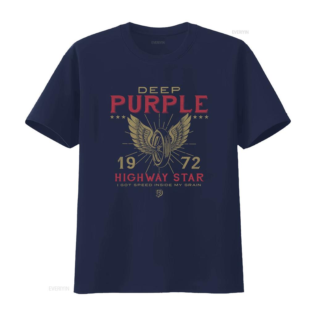 Deep Purple Highway Star 1972 Black T Shirt Retro Rock Band Design With Winged Wheel Print Ideal For Music Lovers Vintage