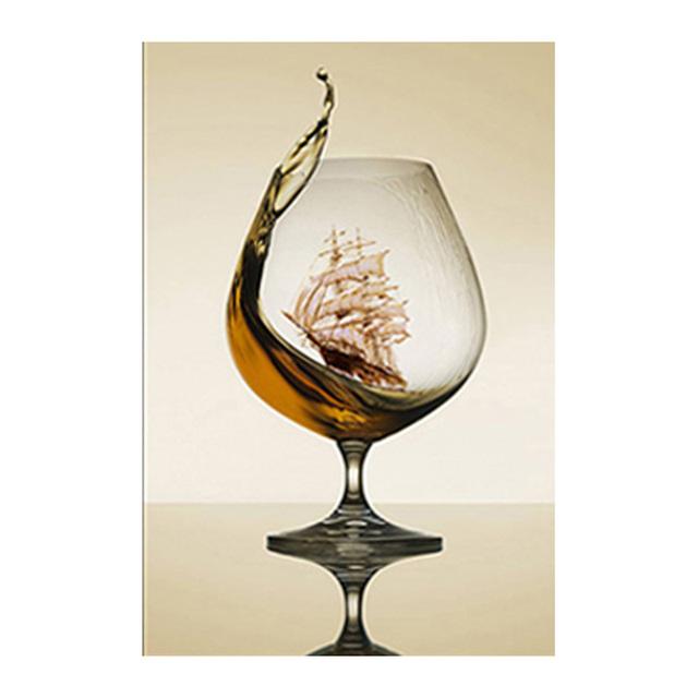 Романтический бокал для вина, парусник, холст, картина, постер, современное искусство, настенная картинная галерея, ресторан, бар, украшение для дома, гостиной
