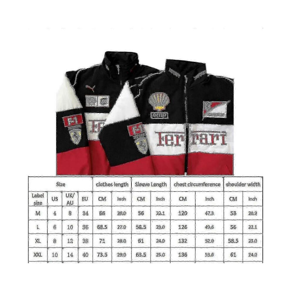 (M, Black Law) New F1 summer thin racing suit sports jacket racing suit college style retro