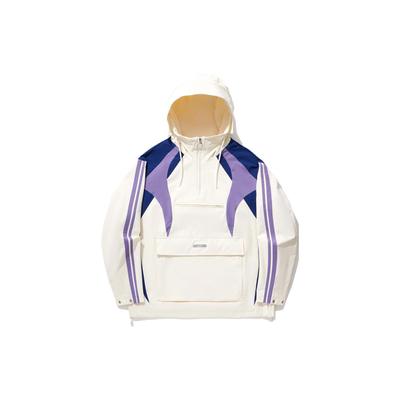 Li Ning Reignite Series Color Block Hooded Pullover Loose Sports Windbreaker Unisex Windbreaker Off-White AFDU273-2