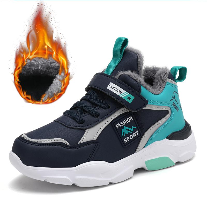 Уличные детские кроссовки, спортивные детские зимние кроссовки для мальчиков, непромокаемые кожаные повседневные треккинговые туфли для девочек