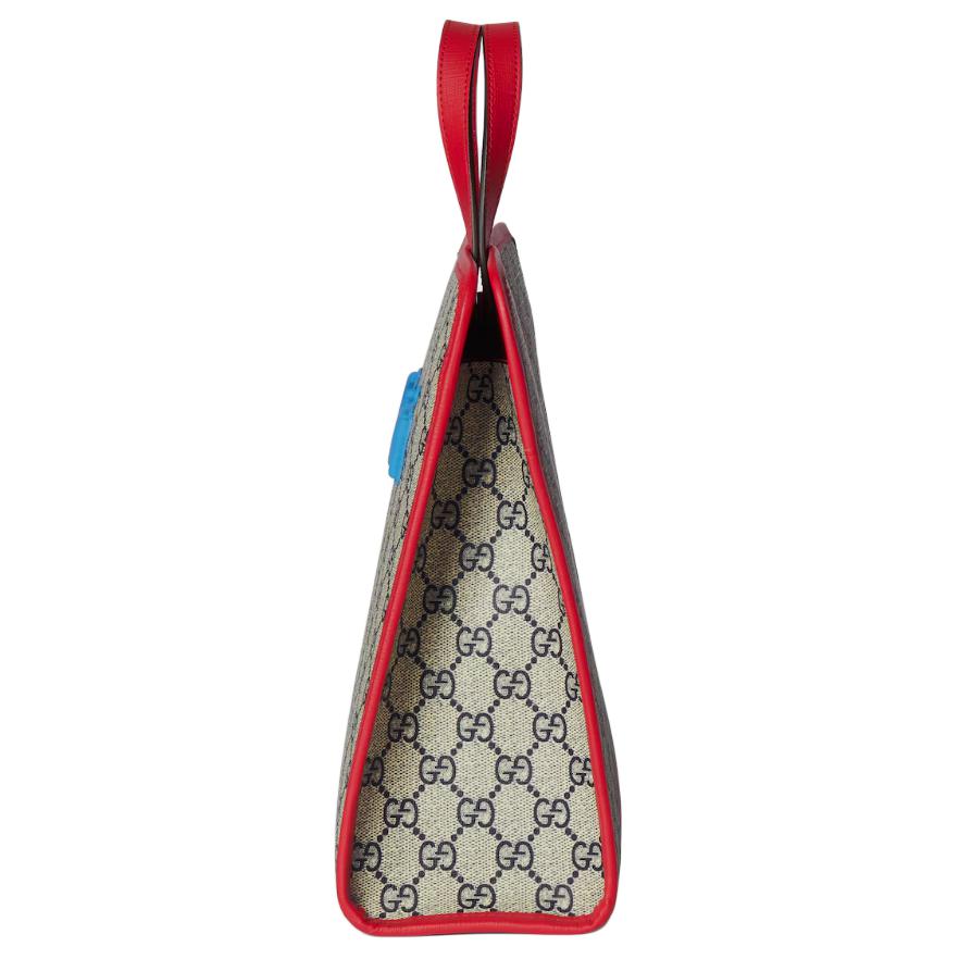 Gucci GG Supreme Bear Print Design Tote Bag Kids Tote Bags Beige Blue Red 605614-FAER7-8457