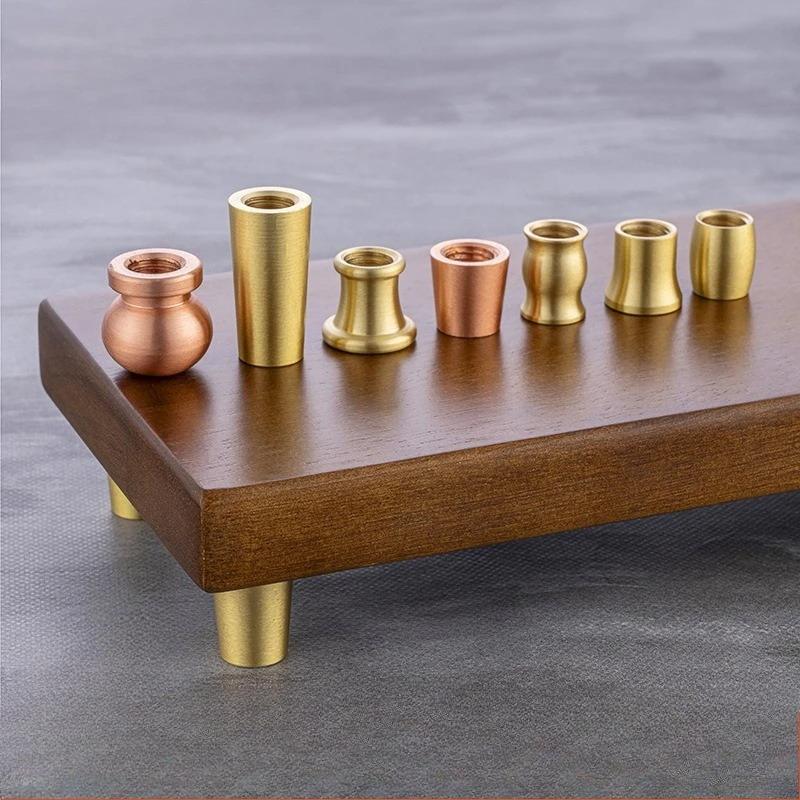 Brass Wooden Mini Board Feet 4Pcs Anti Slip Riser for Jewelry Box Display Tray Small Furniture DIY Craft Use