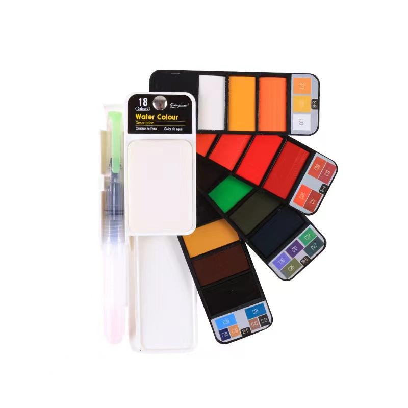 Набор 18/25/33/42 цветов, складной водоворот, набор однотонных акварельных пигментных красок с водяной кистью, яркий цвет