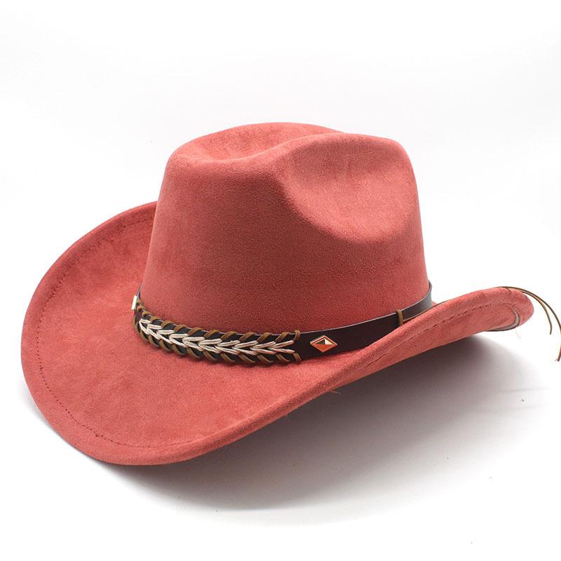 Suede Jazz Top Hat Women'S Brim Suede One-Word Top Men'S Ladies Cowboy Hat Felt Hat