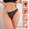 Lingeries Sexy Hot Mesh Underwear Sexy Hot Double Straps Thin Glitter with Diamond Flower Pattern Mid-waist Thong for Women Porn