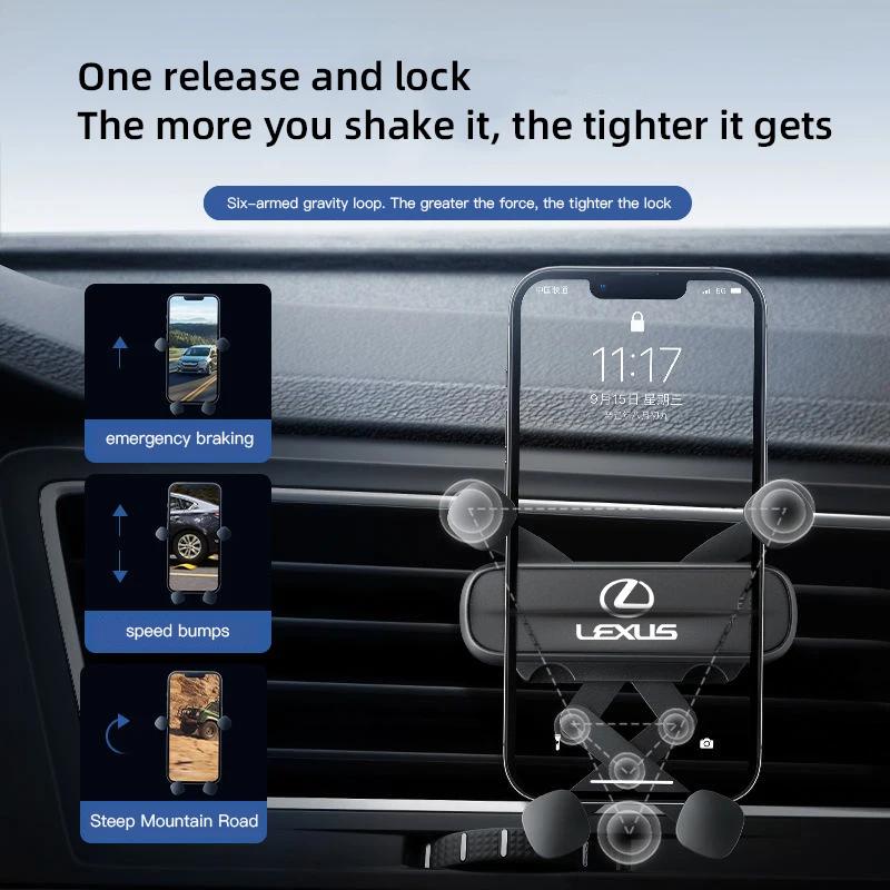 Гравитационный держатель-подставка для телефона в автомобиль Для Lexus RX330 IS250 Ct200h ES300h RX350 UX Автомобильный вентиляционное отверстие 360 градусов Вращение Держатель для мобильного телефона