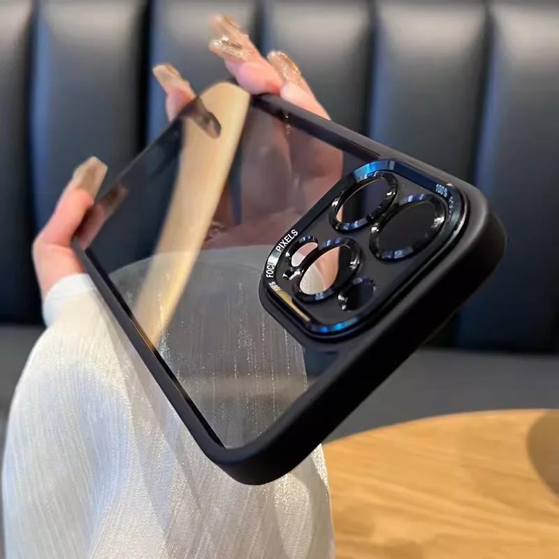 Роскошный защитный чехол для объектива камеры iPhone 16 15 14 13 12 Pro Max Plus, мягкий бампер, противоударный, гибридный, акриловый, прозрачный, жесткий чехол