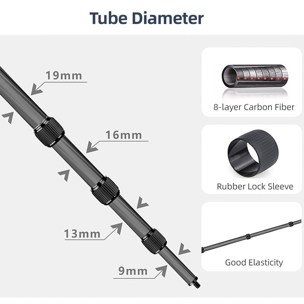 Ручка для портативного микрофона, 4-секционная выдвижная штанга для микрофона, штанга из углеродного волокна для микрофонов