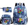 Rhythm Box Game Merchandise Student Bag Sprunki Cartoon Starry Sky Backpack Leisure Bag 3-piece Set D