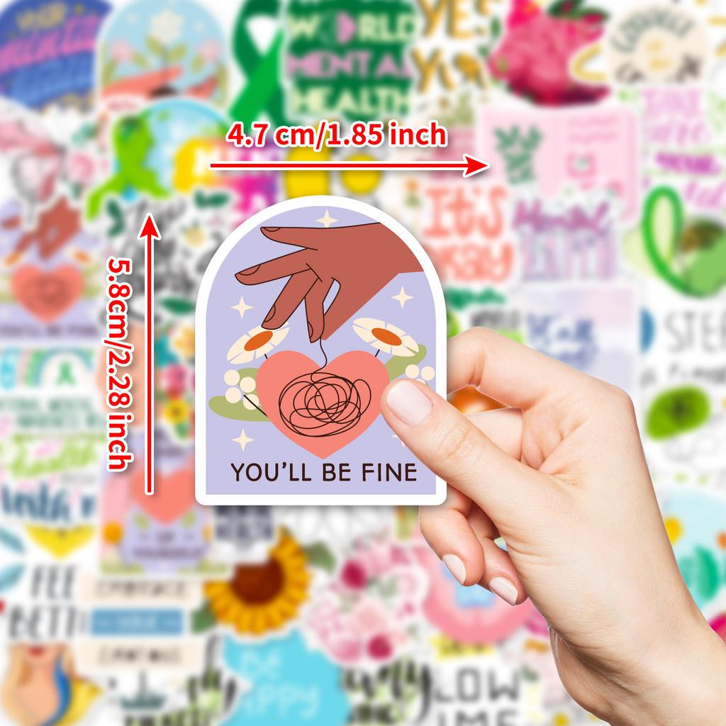 50 Наклеек о ментальном здоровье Мультяшный Сяоцин Английские короткие предложения Скейтборд Водный стакан Водонепроницаемая декоративная наклейка