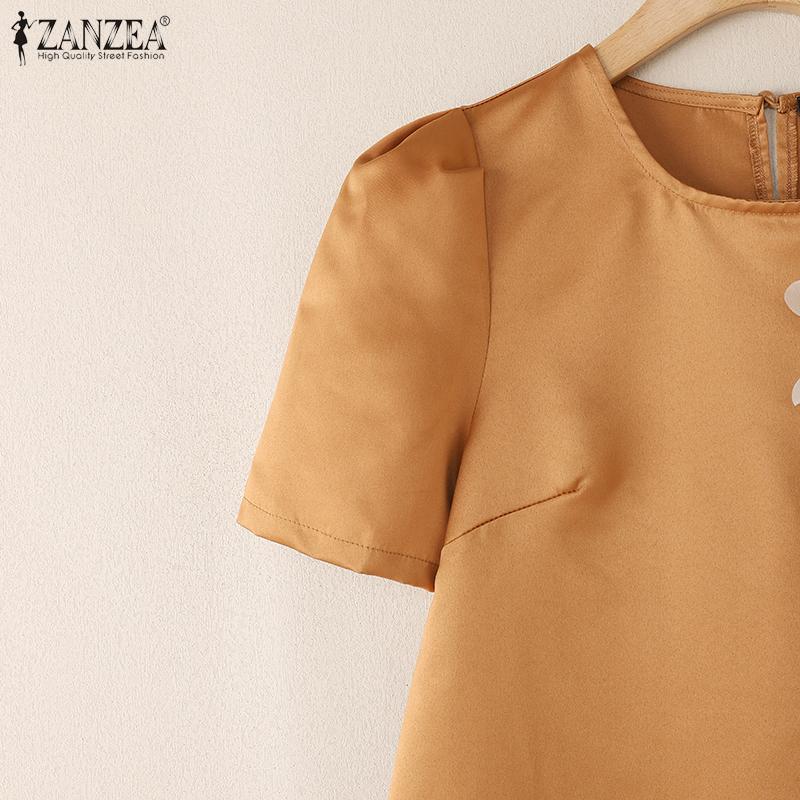 ZANZEA Женское повседневное летнее платье с коротким рукавом в стиле пэчворк с цветами