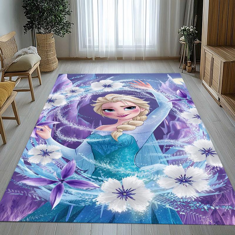 Elsa Frozen Anna Princess Cartoon Girl Living Room Non-Slip Area Rug Soft Carpet for Bedroom Playroom Sofa,Home Decor Doormat