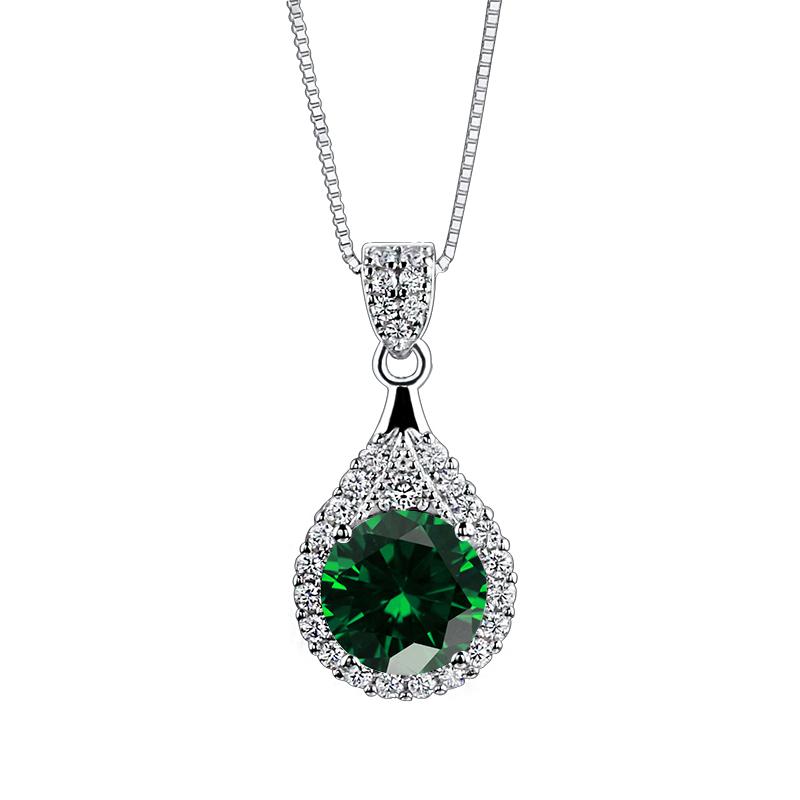 Real 1 Carat Moissanite Pendant Necklace For Women Water Drop S925 Sterling Silver Blue Green Pink Red Yellow Stone