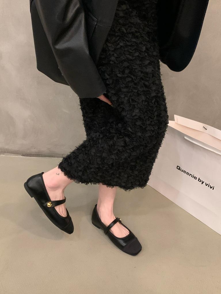 Flat-bottomed Square-headed French Mary Jane Single Shoes Women's Shoes 2025 New Summer Xiaoxiangfeng Soft-soled Beanie Ladyshoes