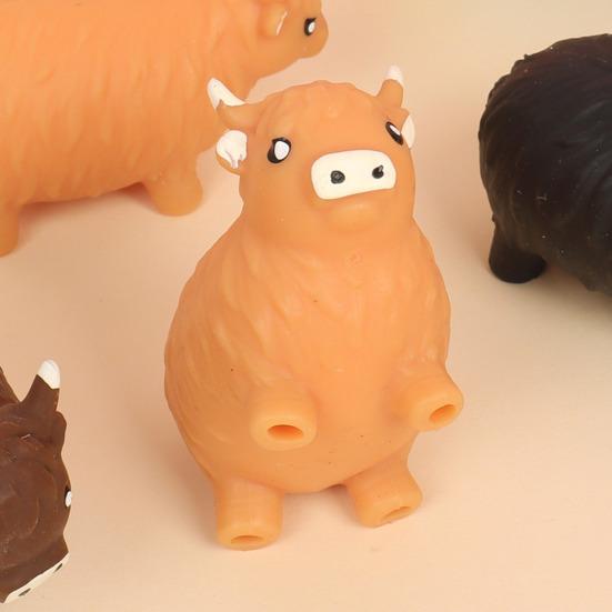 Highland Cow Squeeze Toy Cattle Sensory Toy Anxiety Relief Highland Soft Stretchy Animal