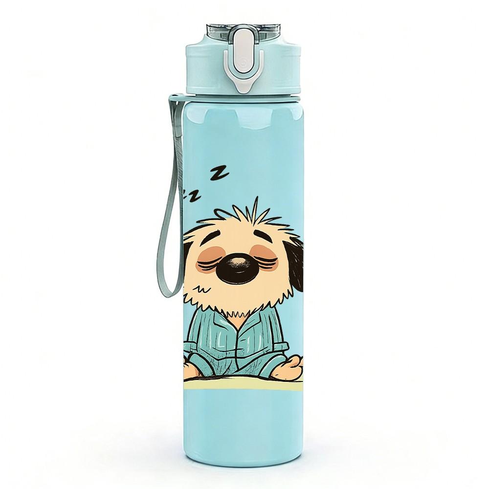 1PC Coffee Time Puppy Dog 750ml Color Plastic Sports Water Bottle Leakproof Flip Straw Lid Suitable for Sports Office Home Use