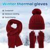 3Pcs/Set Women Hat Scarf Gloves Set Plush Ball Decor Brimless Hat Long Scarf Touch Screen Gloves Set Winter Accessories