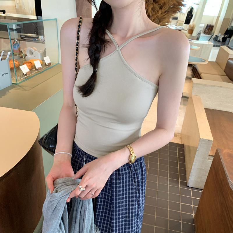 2026 Summer Thai Style Slim Sleeveless Camisole with Built-in Bra