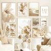 Beige Golden Flower Leaves Canvas Wall Art Nordic Scenery Home Wall Picture Painting Modern Poster and Print Decor Living Room