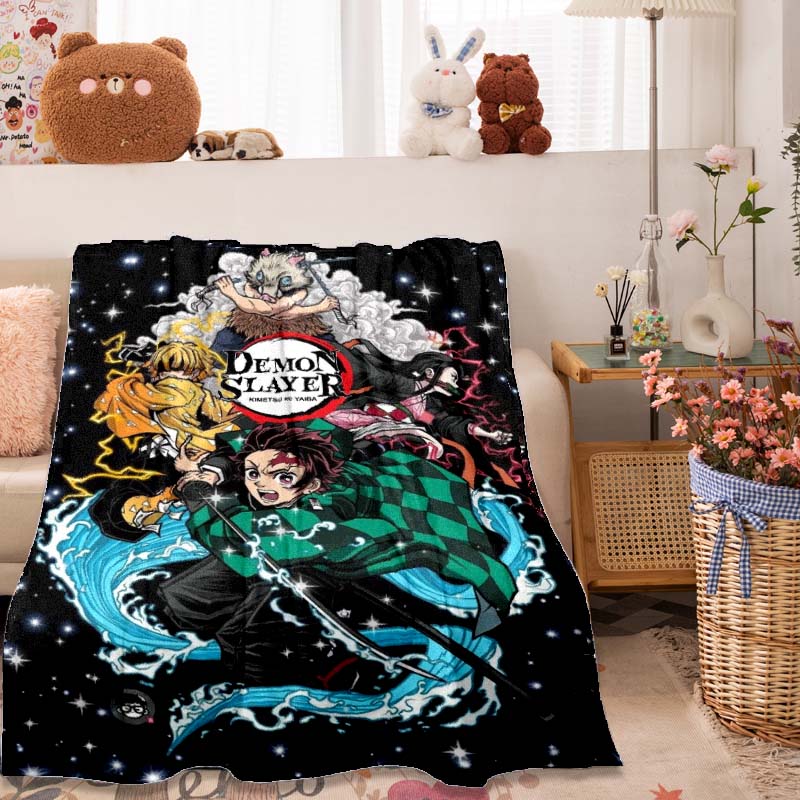 The Anime-themed Kimetsu No Yaiba Blanket Is Perfect for Naps, Sofas, Living Rooms, Offices, Bedrooms, and Other Similar Spaces.