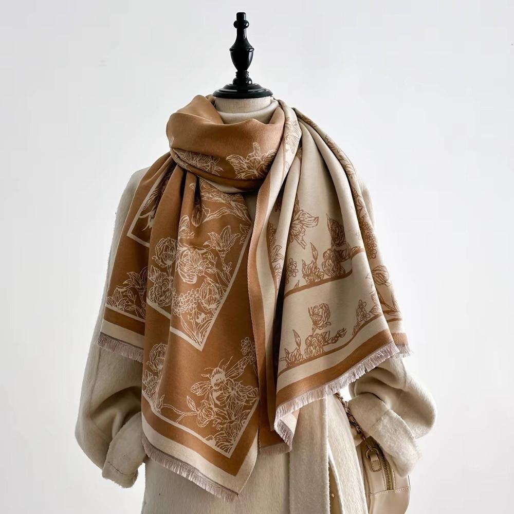 Thick Faux Cashmere Scarf Retro Women Wraps Elegant Lady Stoles Winter Season