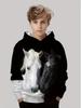 2025 New Children's Hoodie Fashion Horse Pattern 3d Print Tops Autumn Comfort Long-sleeve Hoodie Cool Children's Clothing Boy